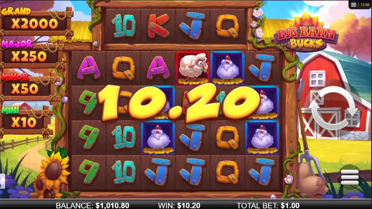 Pemandangan peternakan ceria dalam slot Big Barn Bucks
